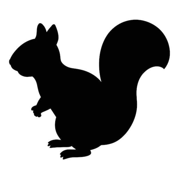Vector black and white squirrel silhouette