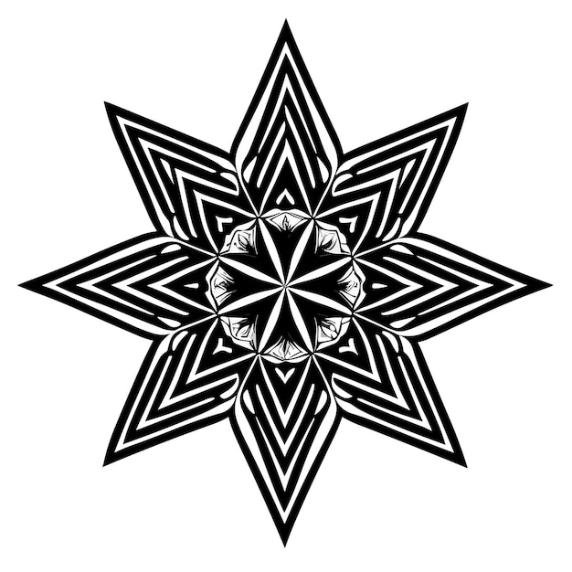 Una stella in bianco e nero con una stella al centro.