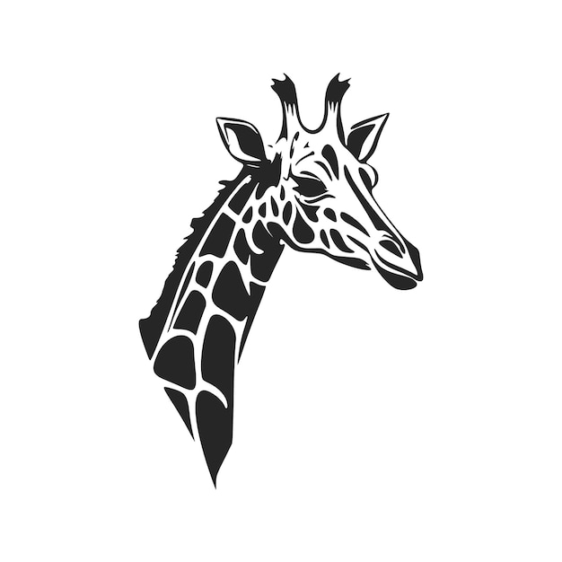 Black and white strict and minimalistic logo with a giraffe