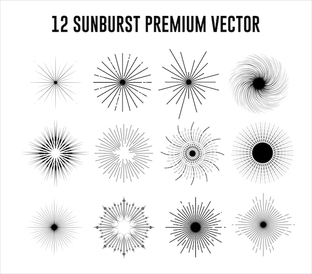 Black and white sunburst vector design illustration