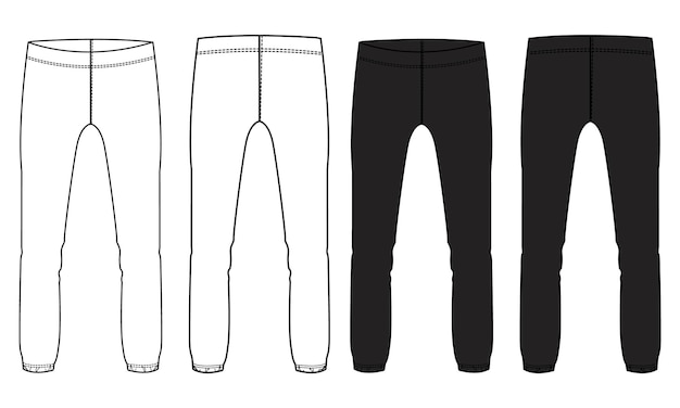 Vector black and white sweatpants vector illustration template for women's