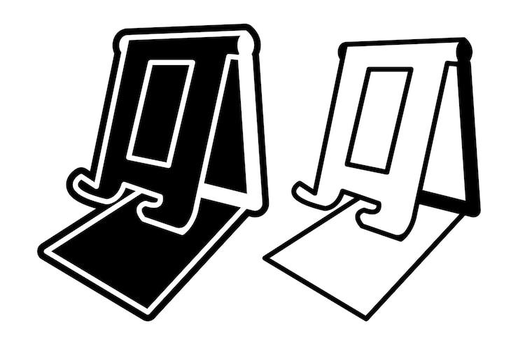 Vector black and white tablet and phone stand