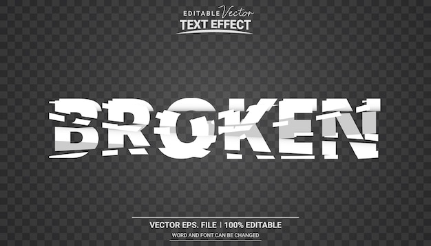 A black and white text effect with the word broken.