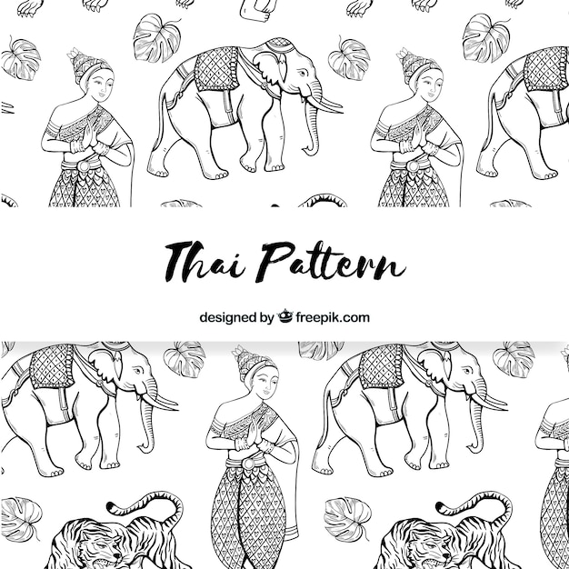 Vector black and white thai pattern with elegant style