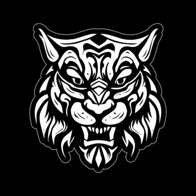 Black and white tiger face stickers for every tiger lover print ready design