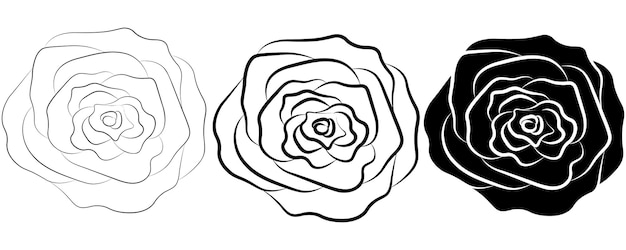 Vector black white top view rose flower icon