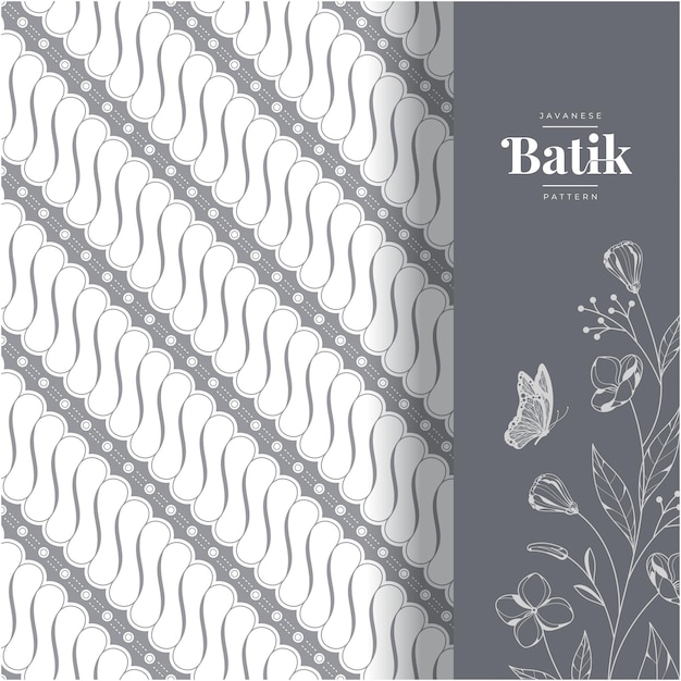 Black and white traditional batik art seamless pattern