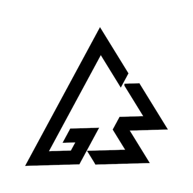 Vector a black and white triangle with a letter g in it