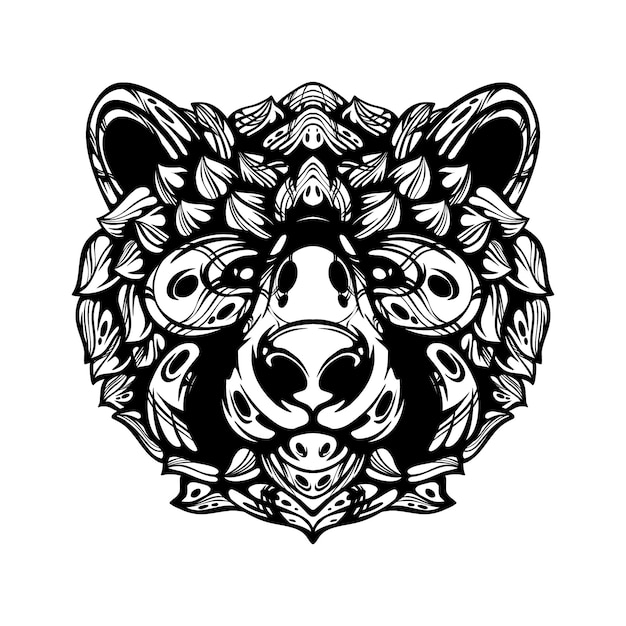 black and white tribal decorative bear pattern tattoo