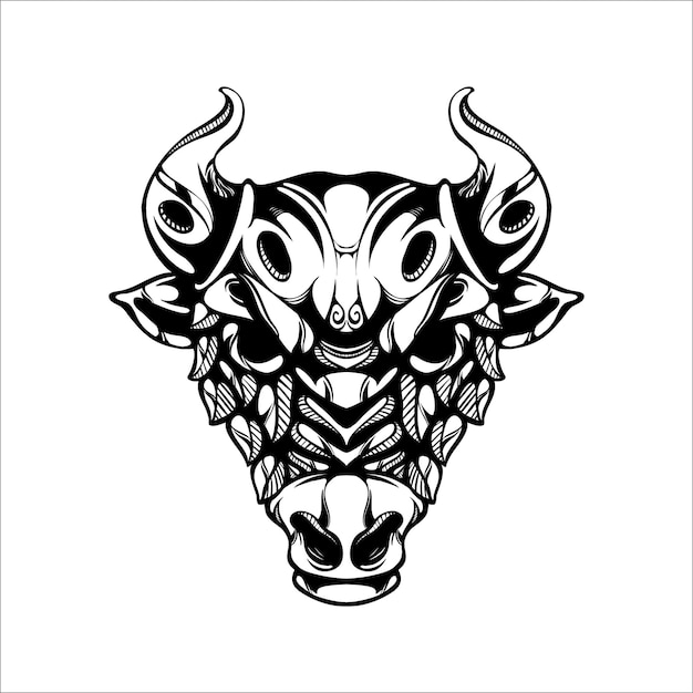 Black and white tribal decorative cow pattern tattoo