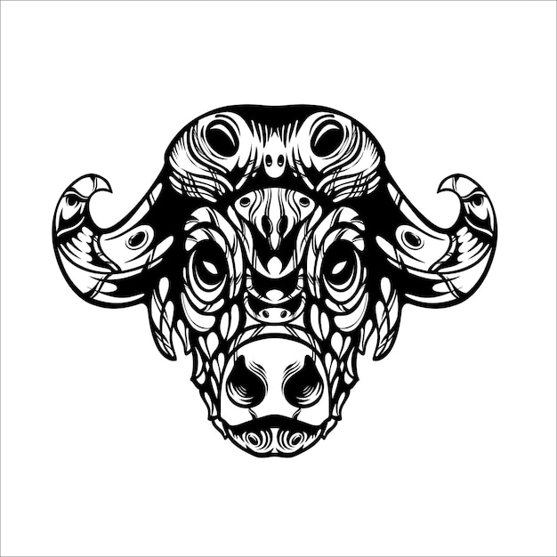 Black and white tribal decorative cow pattern tattoo