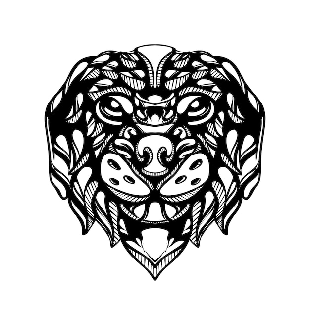 Black and white tribal decorative dog pattern tattoo