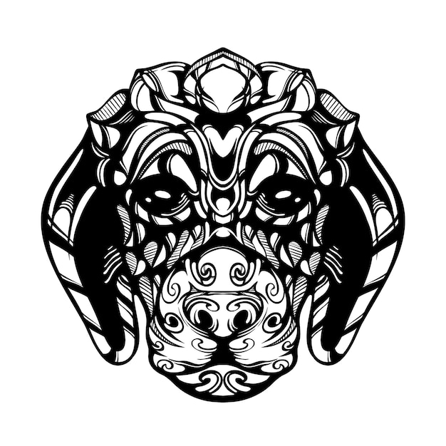 black and white tribal decorative dog pattern tattoo