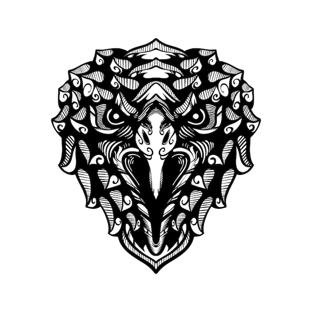 Black and white tribal decorative eagle pattern tattoo