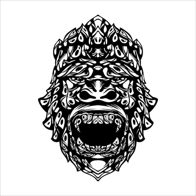 black and white tribal decorative monkey pattern tattoo