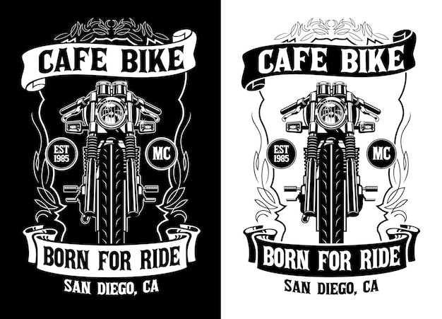 Black And White Tshirt design of Cafe Racer Bike