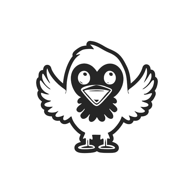심미적이고 귀여운 독수리가 있는 흑백의 복잡하지 않은 로고