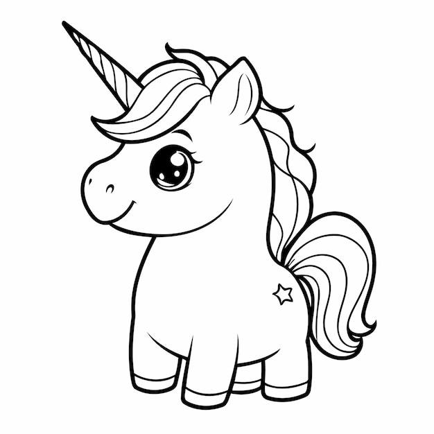 Vector black and white unicorn illustration doodle artwork