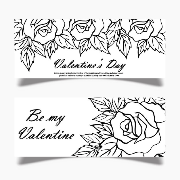 Black and white valentine banner