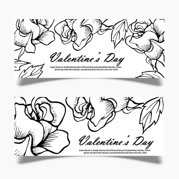 Black and white valentine banner