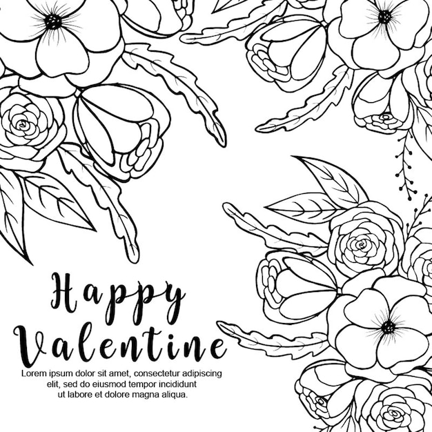 Black and White Valentine Floral Background