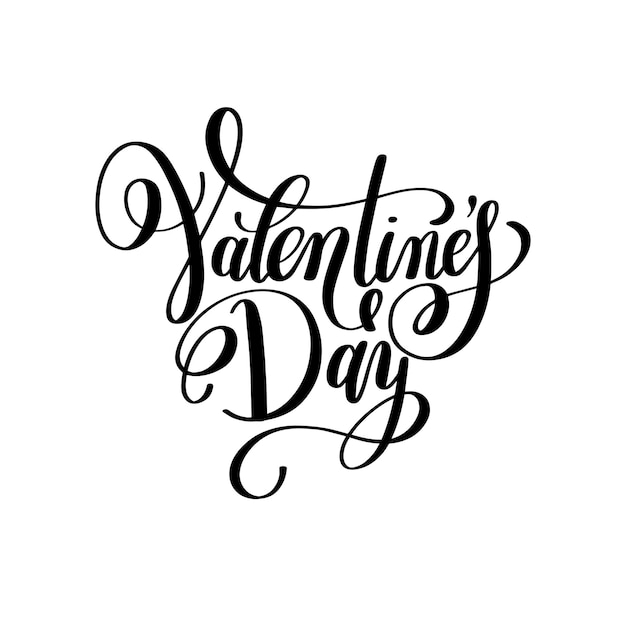 Черно-белая рукописная любовная надпись ко Дню Святого Валентина на поздравительной открытке, плакате, флаере вечеринки