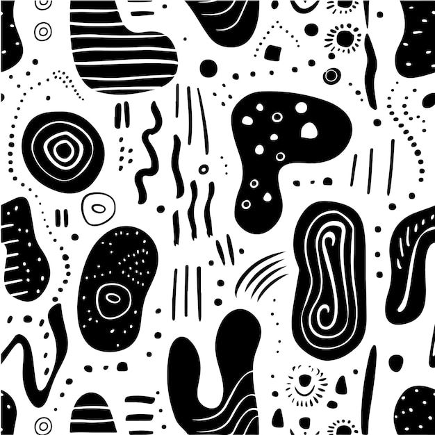 Vector black and white vector abstract shape doodles