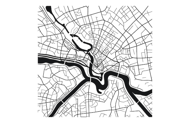 Vector black and white vector city map of london with wellorganized separated layers