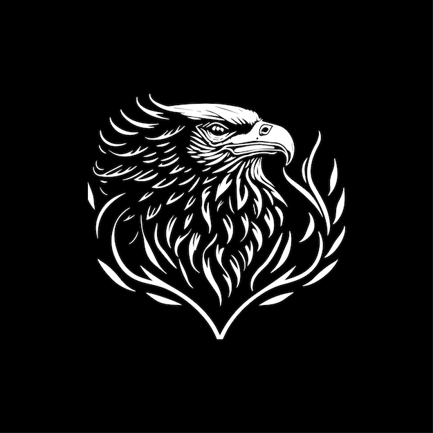 A black and white vector of an eagle head