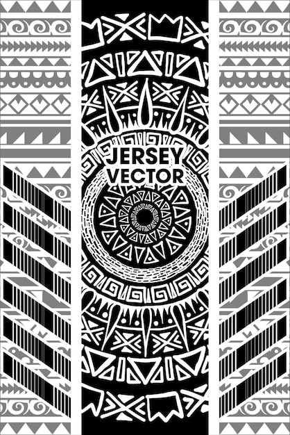 Black and White Vector ethnic tribal seamless geometric pattern for jersey design