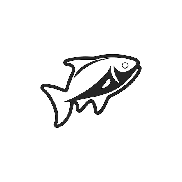 Black and white vector fish logo