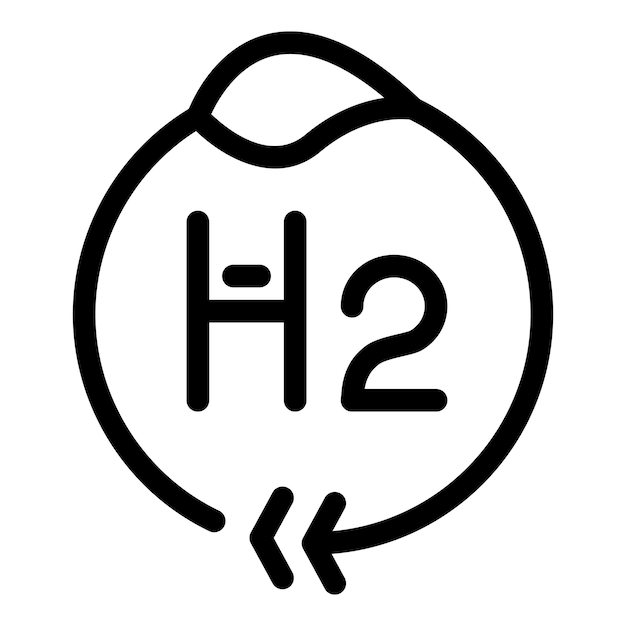 두 개의 전자가 붙어있는 수소 분자 h2의 검은색과 색 터 아이콘