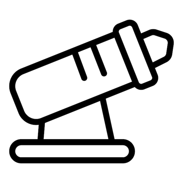 black and white vector illustration of a cartoonstyle telescope icon