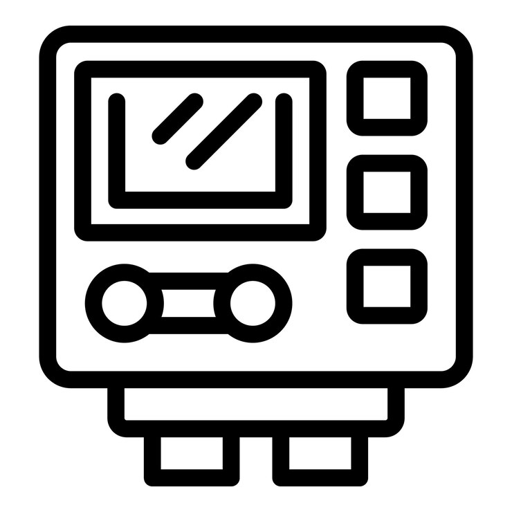 Vector black and white vector illustration of a digital multimeter icon