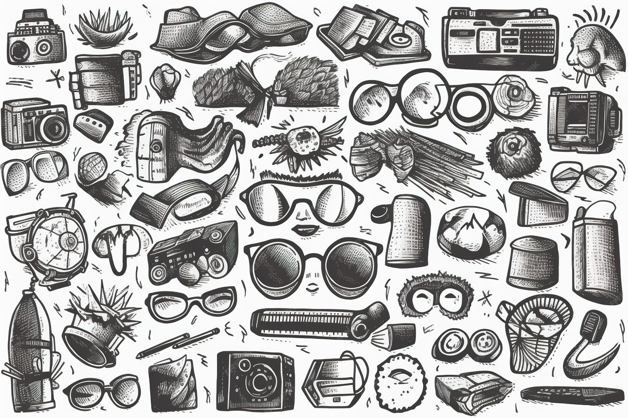 Premium Vector | Black and white vector illustration silhouette set