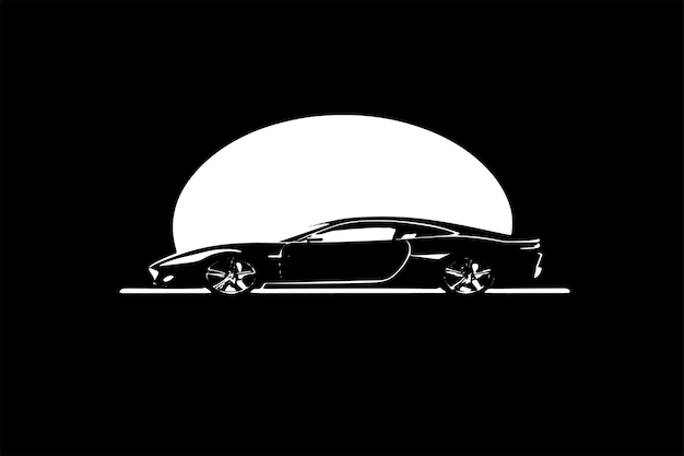 Vector black and white vector image of car isolated on background one side view of car outlines car vector