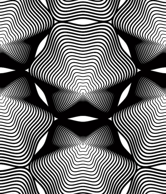 Vector black and white vector ornamental pattern, seamless art background decorated with monochrome lines, best for graphic and web design. geometric ornate decoration.