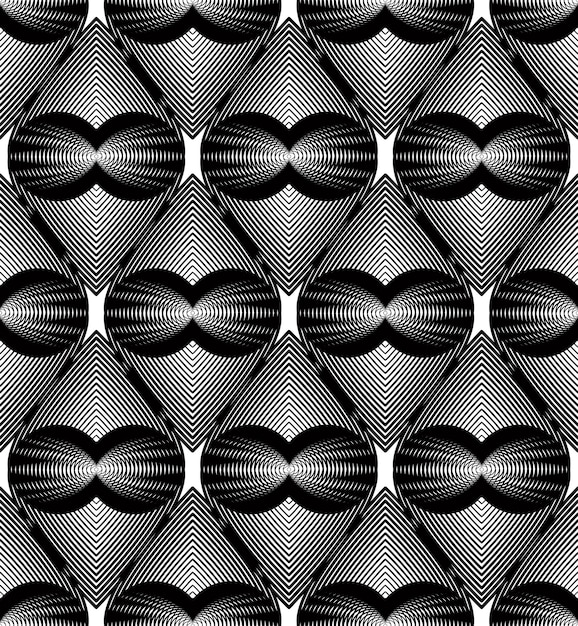 Black and white vector ornamental pattern, seamless art background decorated with monochrome lines, best for graphic and web design. love hearts ornate decoration.