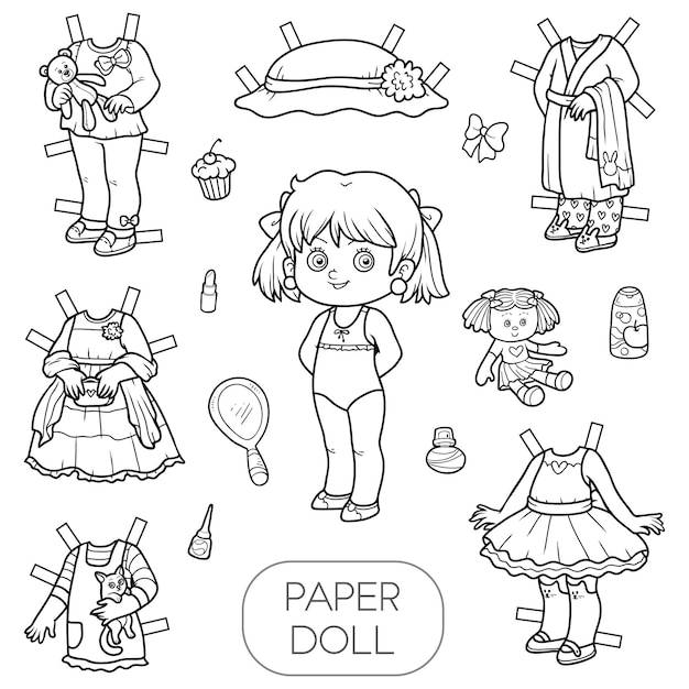 Lovely Look Digital Paper Doll, Instant Download, Printable Paper Doll,  Coloring Pages, Fashion Illustration 