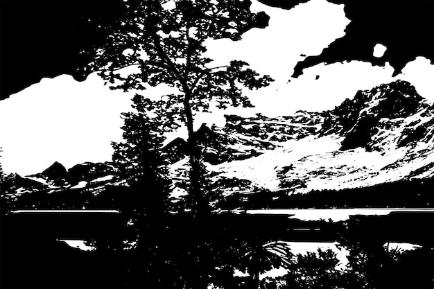 산과 호수 풍경의 검은색과 색 터 텍스처