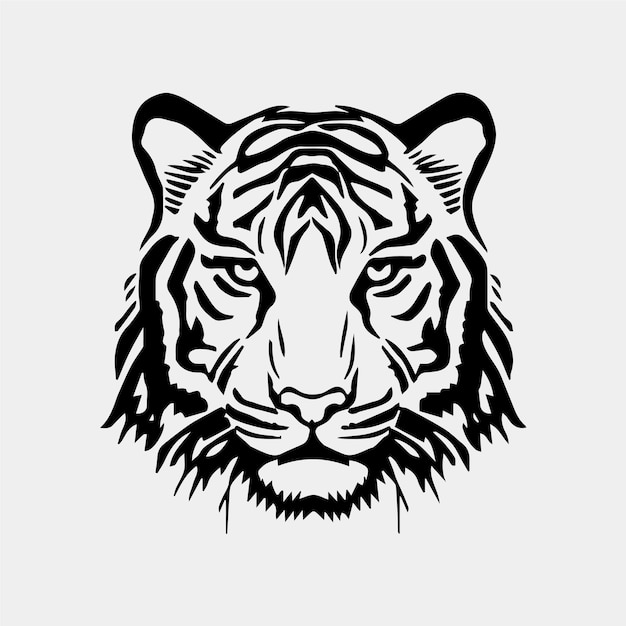 虎の顔の黒と白のベクトル