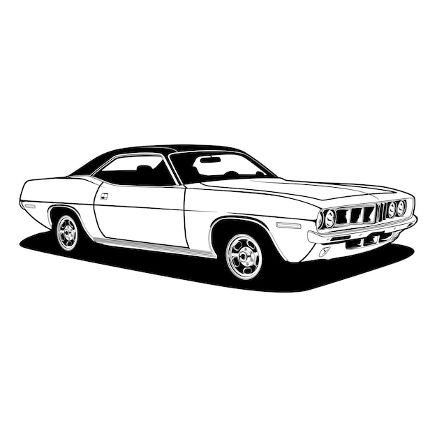 Black and White view car vector illustration for conceptual design