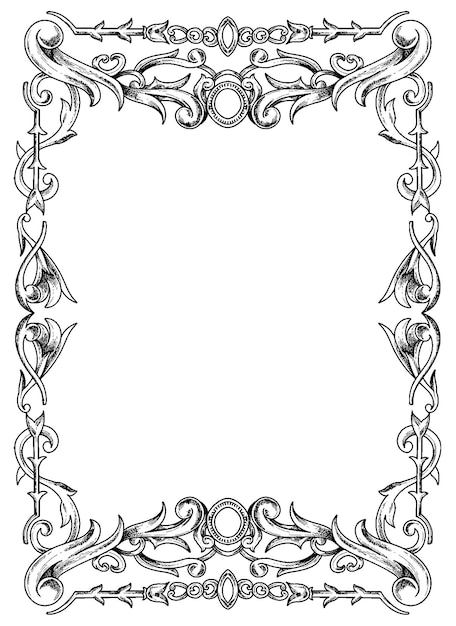 Black and White Vintage baroque border floral and wedding ornament