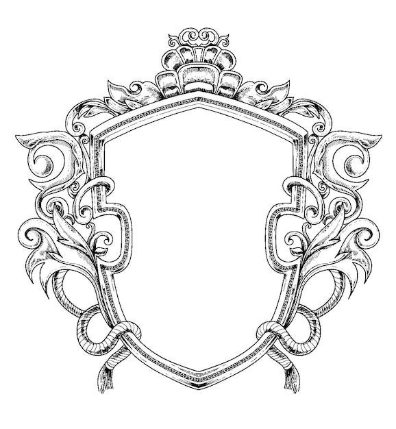 Vettore nero e bianco vintage barocco bordo ornamento floreale e nuziale