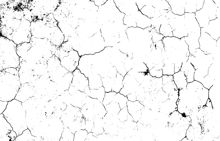 Vector a black and white vintage of cracked concrete scribble effect old wall background crack vector gru