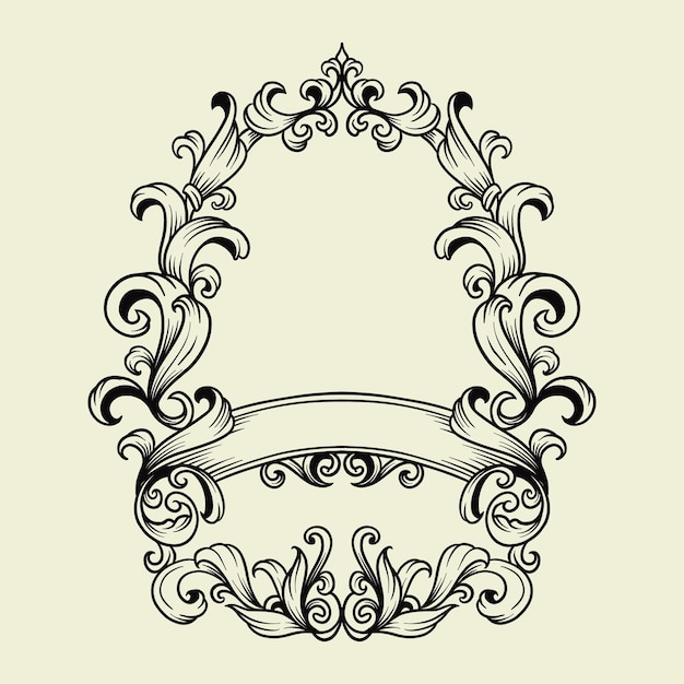 A black and white Vintage frame with a floral design