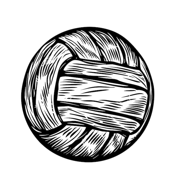 black and white volleyball drawing vector