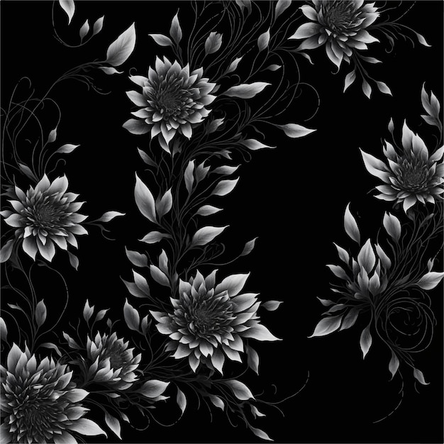 Black And White Wallpaper With Flowers