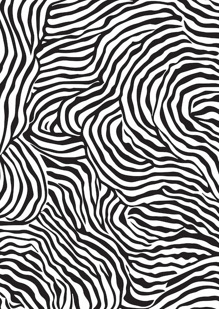 Vector black and white wavy line art pattern
