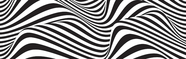 Vector black and white wavy stripes background